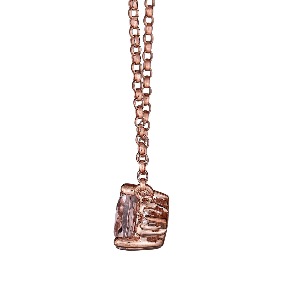 Louisa 10K Rose Gold Cushion-Cut Madagascar Morganite Necklace