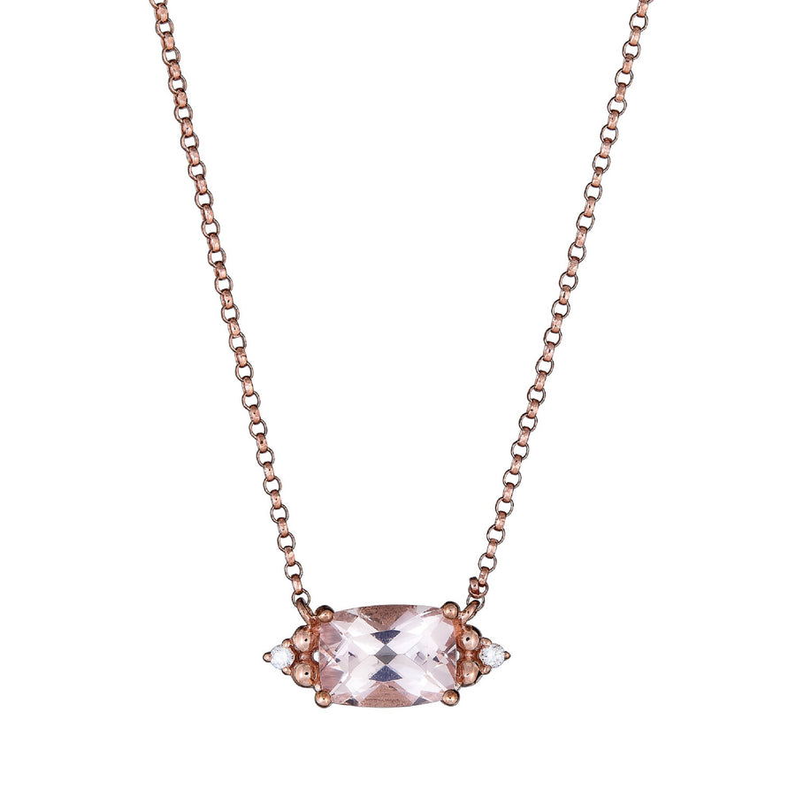 Louisa 10K Rose Gold Cushion-Cut Madagascar Morganite Necklace