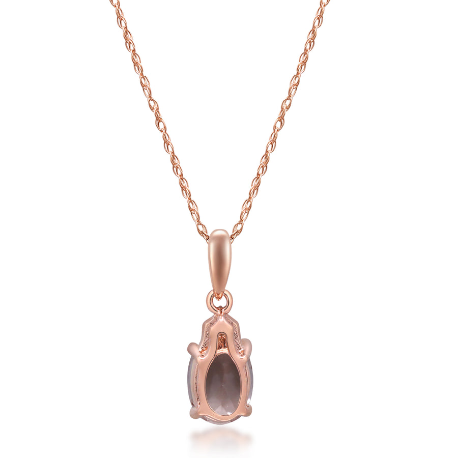 Mila 10K Rose Gold Oval-Cut Morganite Pendant