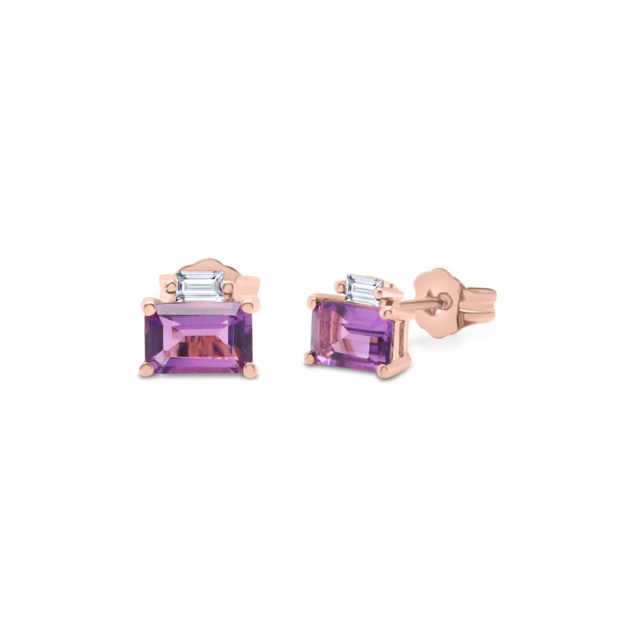 Ashlyn 10K Rose Gold Emerald-Cut Brazilian Amethyst Earring