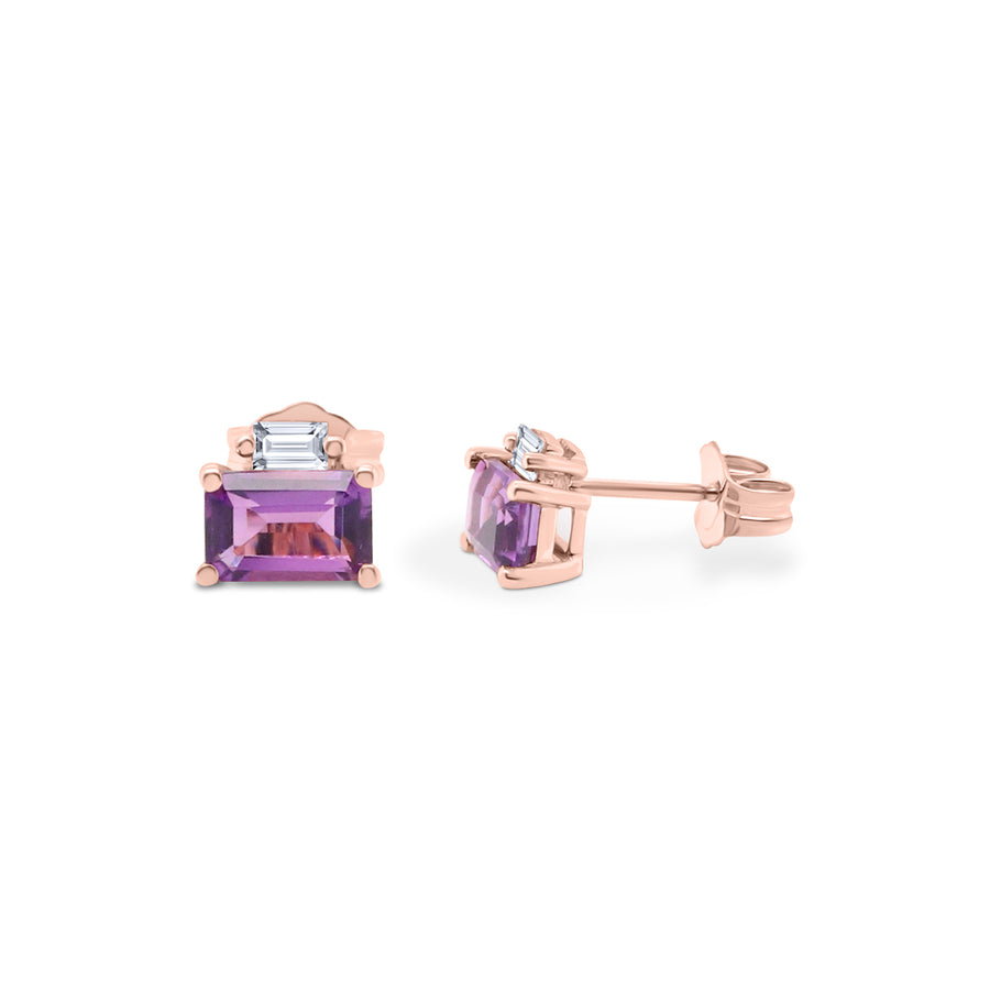 Ashlyn 10K Rose Gold Emerald-Cut Brazilian Amethyst Earring