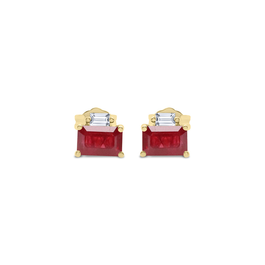 Ashlyn 14K Yellow Gold Emerald-Cut Mozambique Ruby Earring