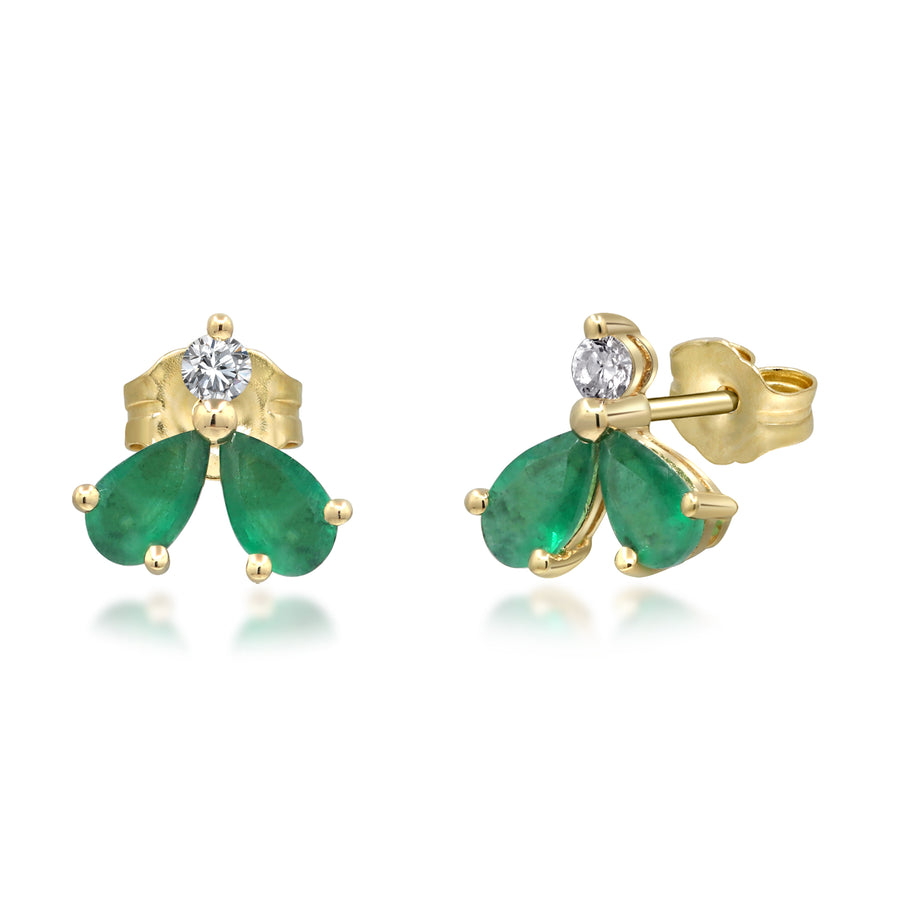 Eden 10K Yellow Gold Pear-Cut Zambian Emerald Earring