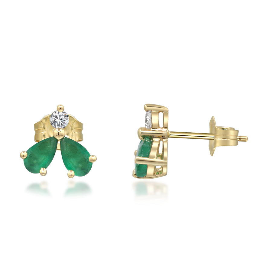 Eden 10K Yellow Gold Pear-Cut Zambian Emerald Earring