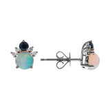 Alexander 10K White Gold Round-Cut Natural African Opal Earring