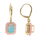 Ethiopian Opal and Pink Opal Halo Earrings with Diamond Accents