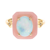Adeline 14K Yellow Gold Oval-Cut Natural Pink Opal and Ethiopian Opal Ring