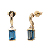 Elliana 10K Yellow Gold Emerald-Cut Brazilian London Blue Topaz Earring