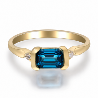 Kaylin 10K Yellow Gold Emerald-Cut Brazilian London Blue Topaz Ring