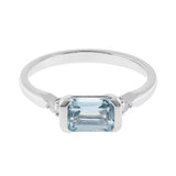 Alina 10K White Gold Emerald-Cut Aquamarine Ring