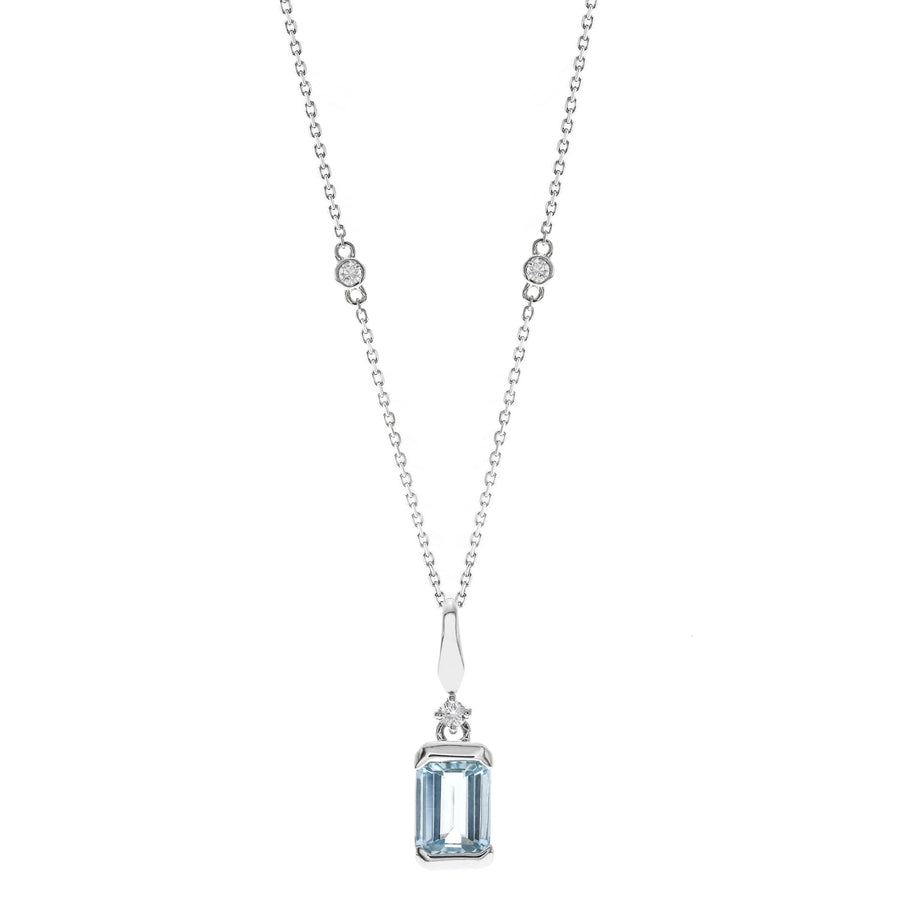 Reagan 10K White Gold Emerald-Cut Brazilian Aquamarine Pendant