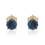 Alaina 10K Yellow Gold Round-Cut Brazilian London Blue Topaz Earrings