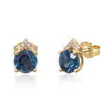 Alaina 10K Yellow Gold Round-Cut Brazilian London Blue Topaz Earrings