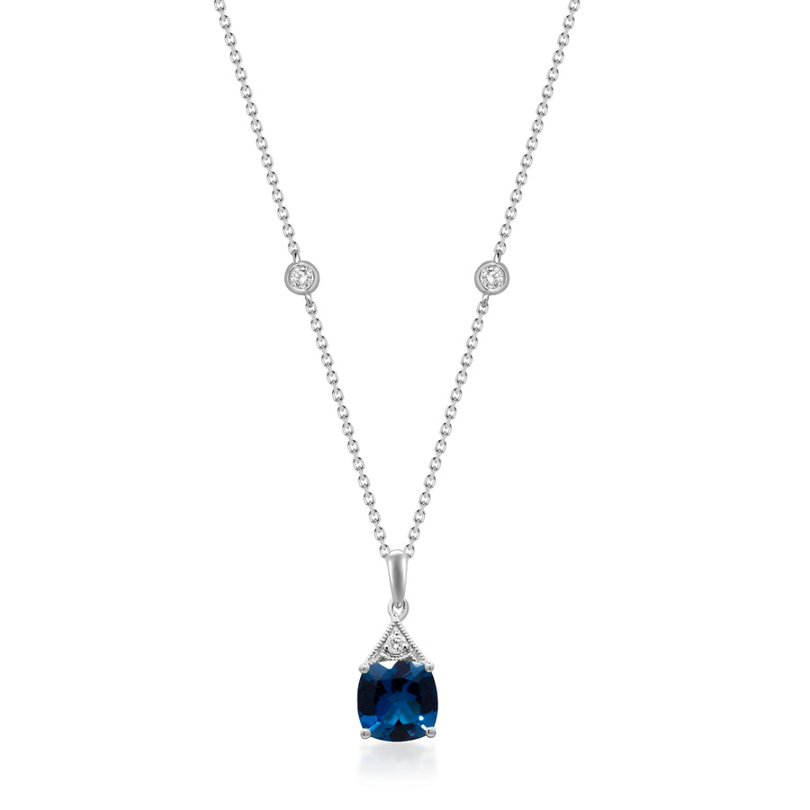 Bailey 14K White Gold Cushion-Cut Brazilian London Blue Topaz Pendant