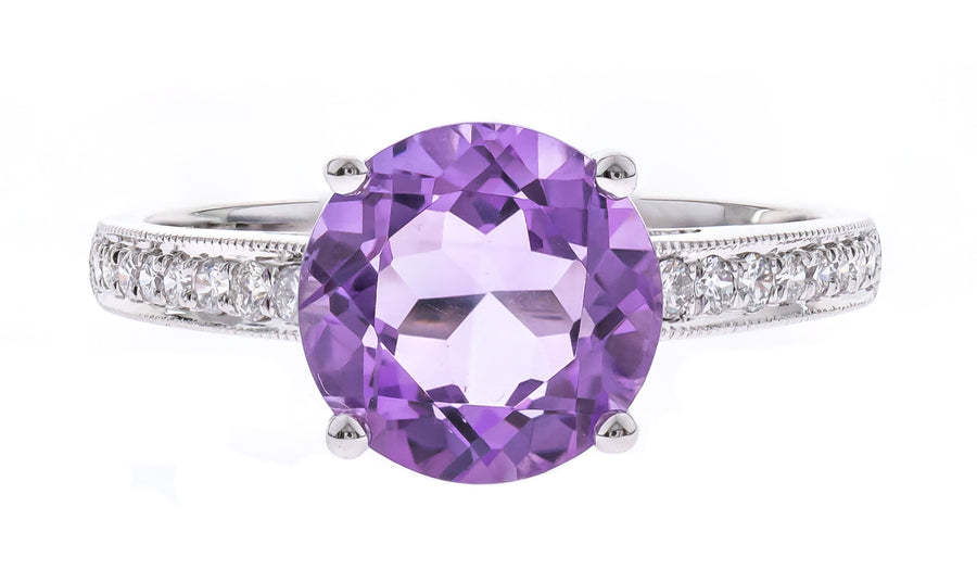 Dixie 14K White Gold Round-Cut Pink Brazilian Amethyst Ring