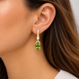 Valerie 14K Yellow Gold Oval-Cut Peridot Earrings