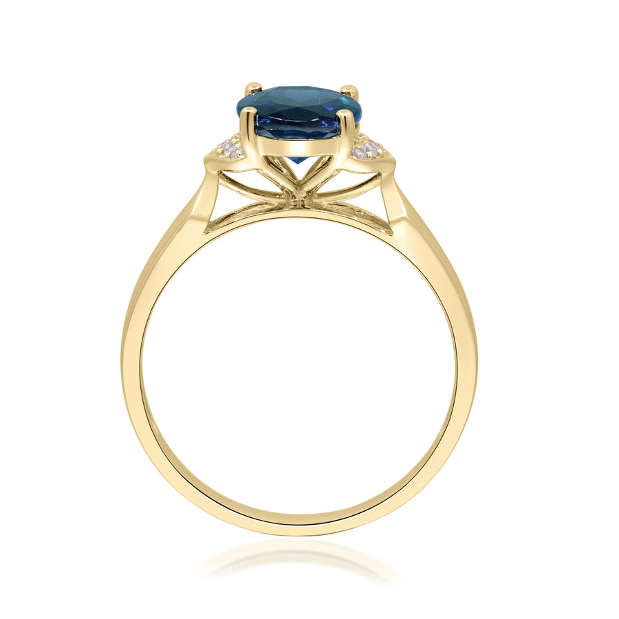 Kali 14K Yellow Gold Oval-Cut Brazilian London Blue Topaz Ring