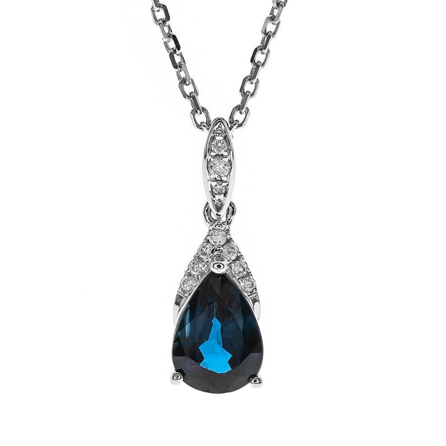 Frances 10K White Gold  Pear-Cut Ceylon Blue Sapphire Pendant