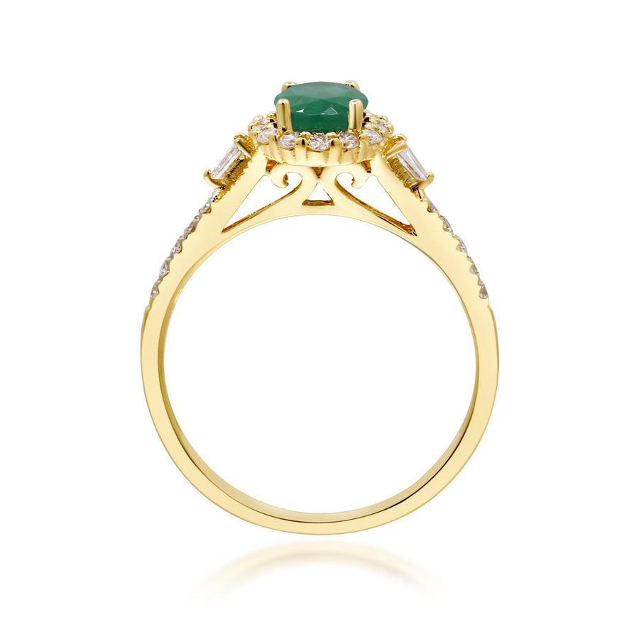 Golden Elegance 14K Yellow Gold Emerald Ring