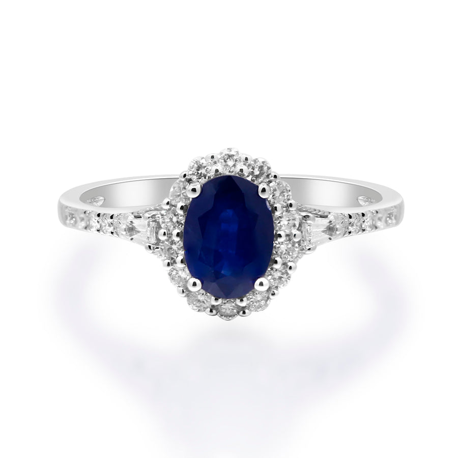 Lillian 14K White Gold Oval-Cut Blue Sapphire Ring