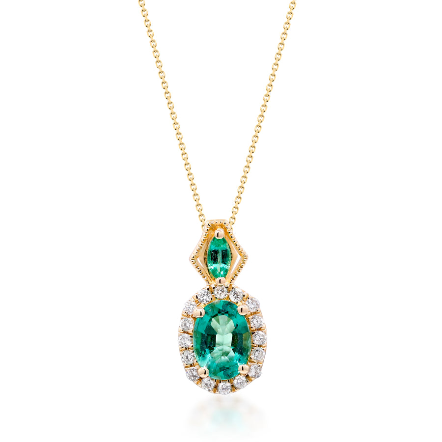 Maeve 14K Yellow Gold Oval-Cut Natural Zambian Emerald Pendant