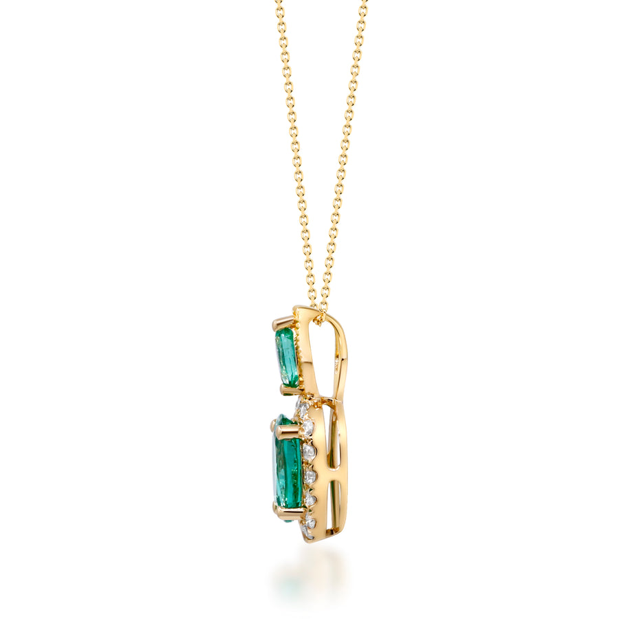 Maeve 14K Yellow Gold Oval-Cut Natural Zambian Emerald Pendant