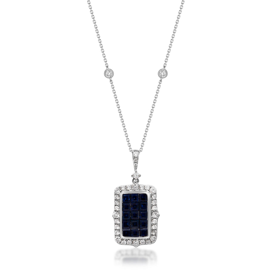 Ember 14K White Gold Square-Cut Ceylon Blue Sapphire Pendant