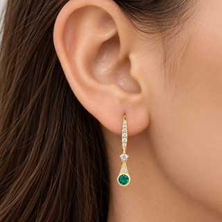 Elena 14K Yellow Gold Round-Cut Emerald Earrings