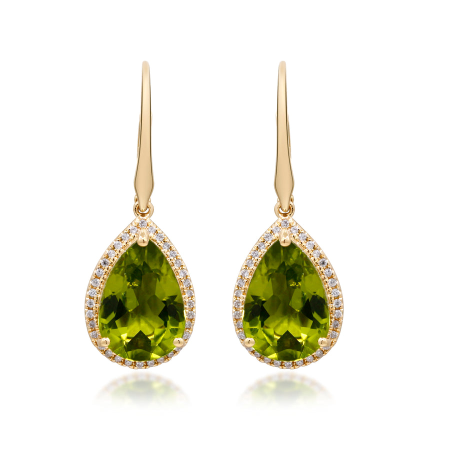 Halle 14K Yellow Gold Pear-Cut Manchurian Peridot Earring