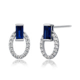Leilani 14K White Gold Baguette-Cut Blue Sapphire Earrings