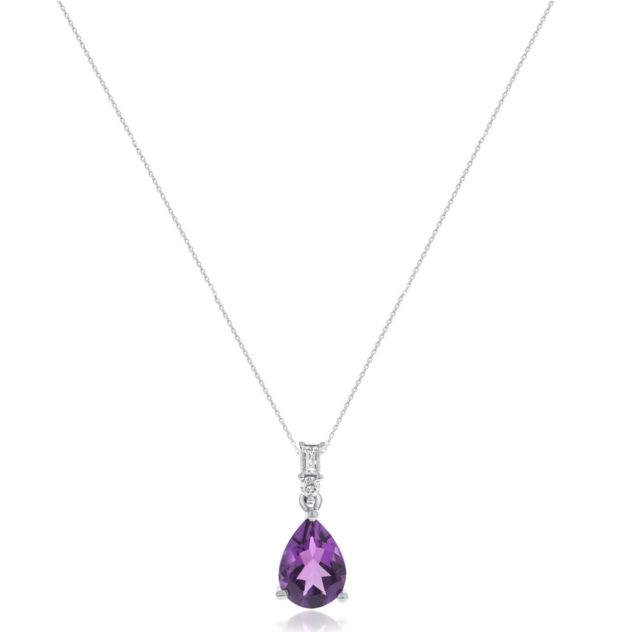 Emmie 10K White Gold Pear-cut Brazilian Amethyst Pendant