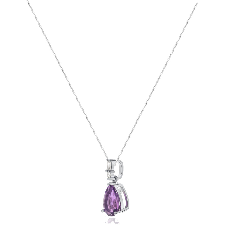 Emmie 10K White Gold Pear-cut Brazilian Amethyst Pendant