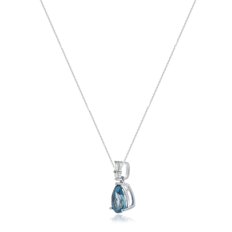 Shelby 10K White Gold Oval-Cut Brazilian London Blue Topaz Pendant