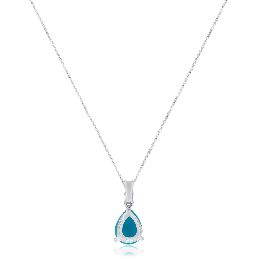 Emmie 10K White Gold Pear-Cab Arizona Turquoise Pendant