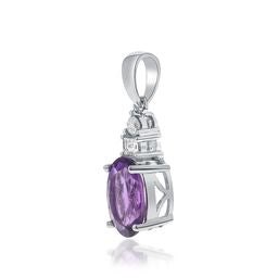 Samantha 10K White Gold Oval-Cut Brazilian Amethyst Pendant