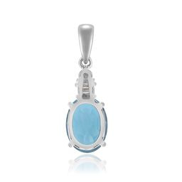 Melody 10K White Gold Oval-Cut Brazilian London Blue Topaz Pendant