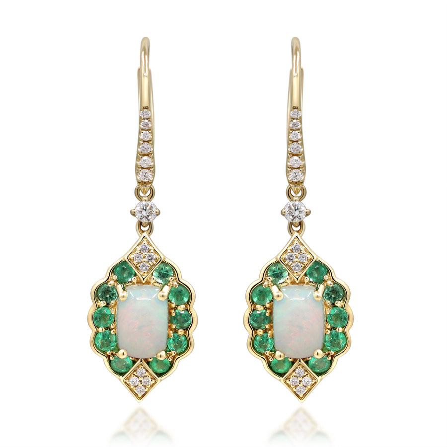 Ada 14K Yellow Gold Cushion-Cut Natural African Opal Earrings