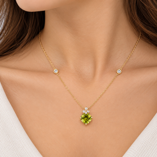 Norah 10K Yellow Gold Cushion-Cut Peridot Pendant