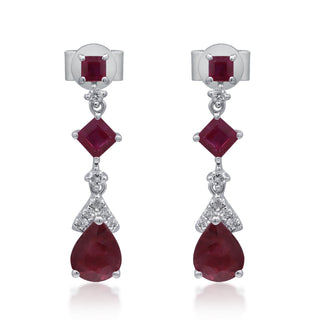 Amelie 14K White Gold Pear-Cut Mozambique Ruby Earrings