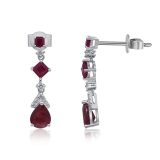Amelie 14K White Gold Pear-Cut Mozambique Ruby Earrings