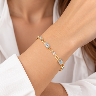 Ruth 14K Yellow Gold Emerald-Cut Aquamarine Bracelet