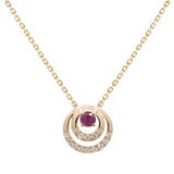 Milky way 14K Yellow Gold Round-Cut Mozambique Ruby Pendant