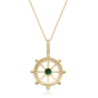 Amelie 14K Yellow Gold Round-Cut Natural Zambian Emerald Pendant