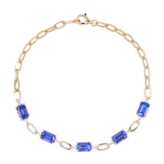 Ruth 14K Yellow Gold Emerald-Cut Tanzanite Bracelet