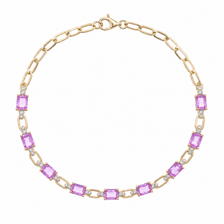 Ruth 14K Yellow Gold Emerald-Cut Pink Sapphire Bracelet
