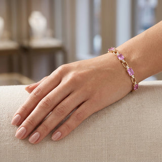 Ruth 14K Yellow Gold Emerald-Cut Pink Sapphire Bracelet