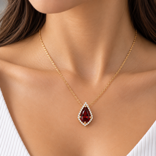 Valerie 10K Yellow Gold Pear-Cut Rhodolite Garnet Pendant