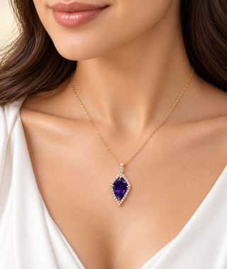 Valerie 10K Yellow Gold Pear-Cut Pink Amethyst Pendant