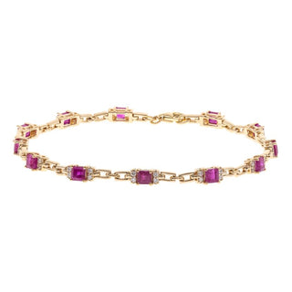 Ruth 14K Yellow Gold Princess-Cut Mozambique Ruby Bracelet