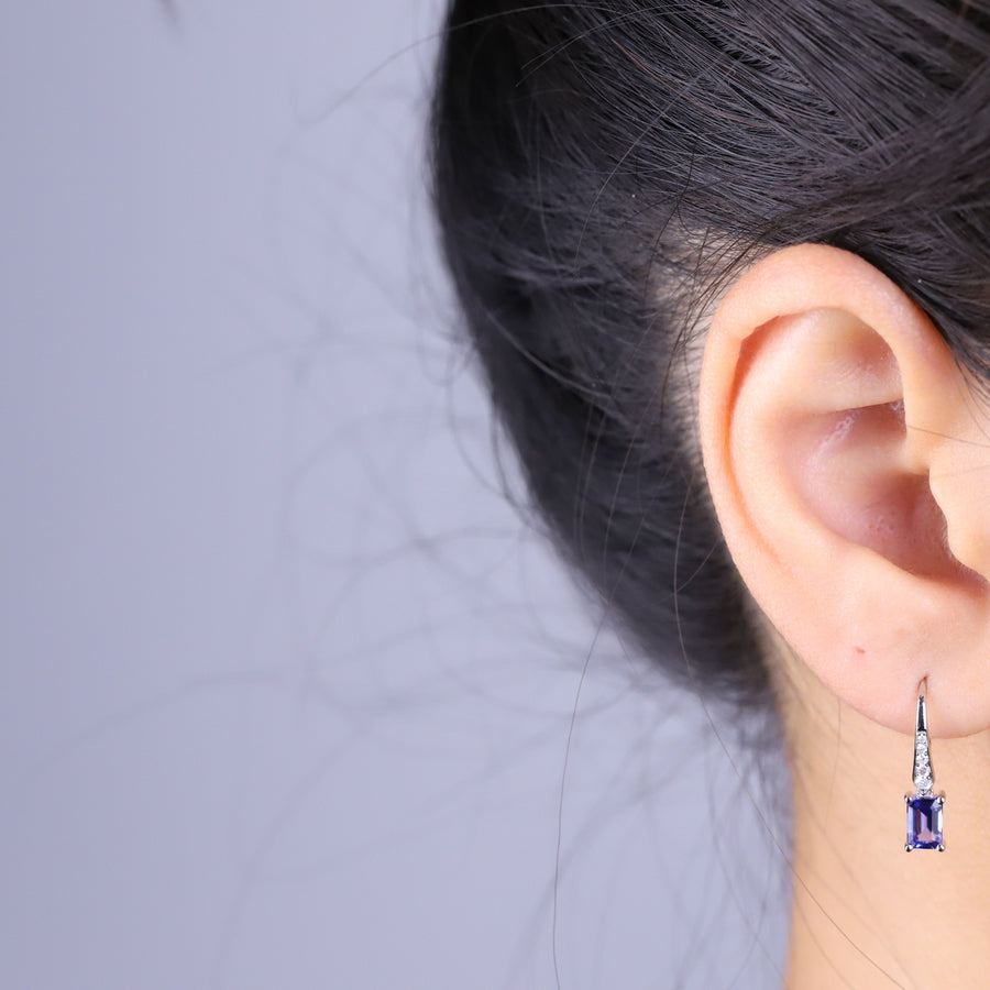 Jenesis 14K White Gold Emerald-Cut Tanzanian Tanzanite Earring